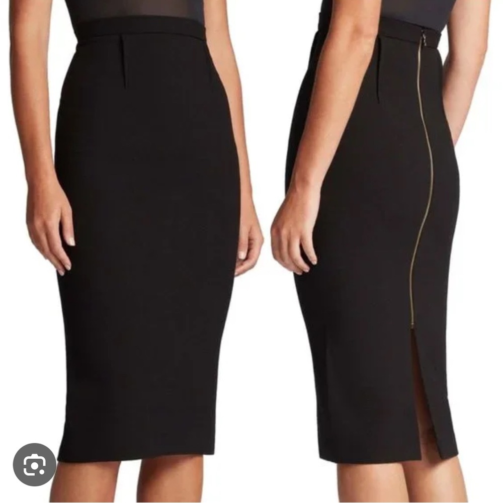 Roland Mouret Black Midi Pencil Skirt with Slit